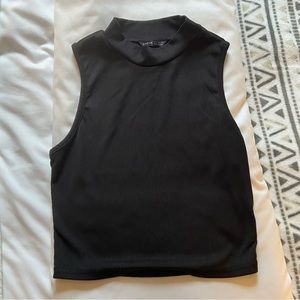 Shein | Black crop top, mock neck, size small